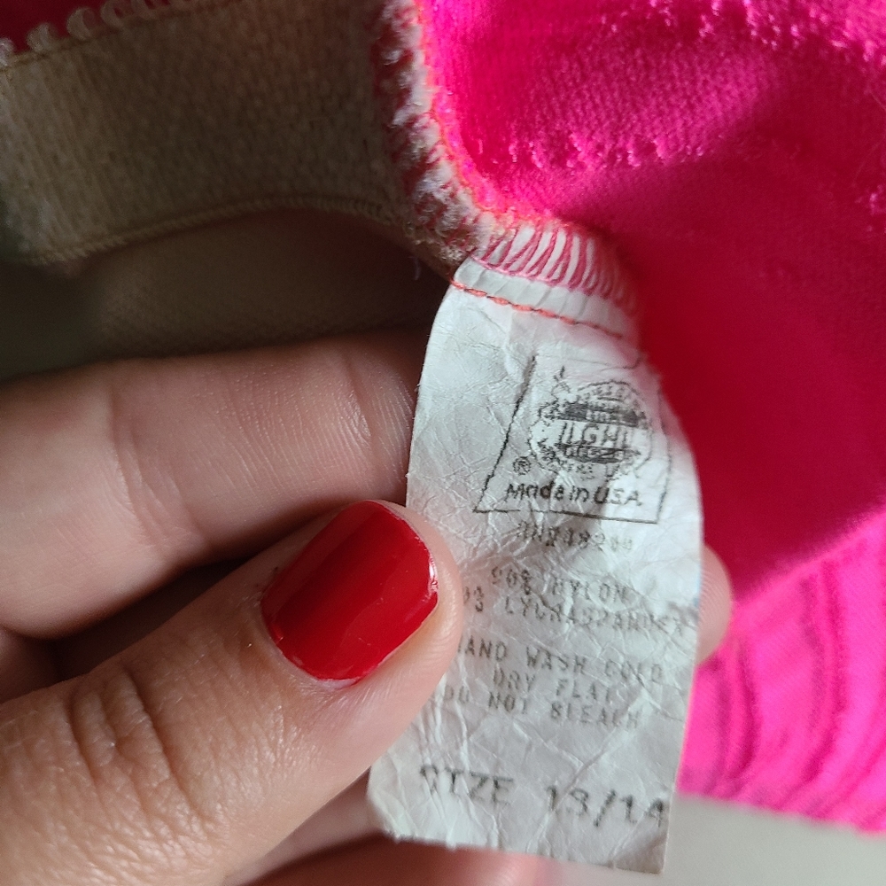 Vintage 1980s neon pink barbiecore one piece swimsuit low back - Picture 4 of 4